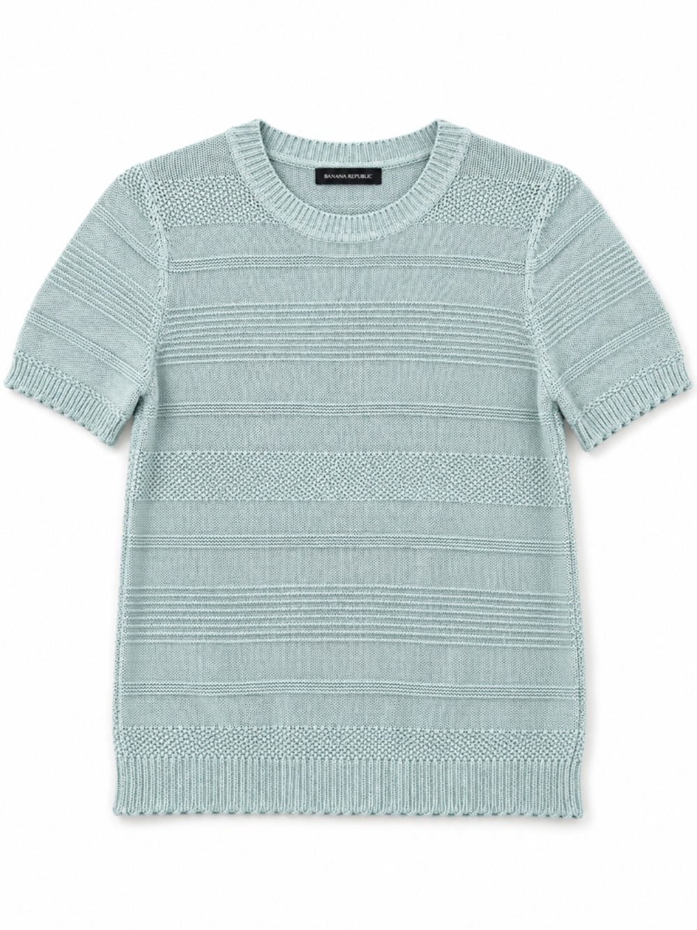 Banana Republic 100% Italian Linen top mint green L crochet office old money